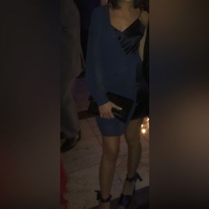 BRAND: Marciano SIZE: Small. Blue one shoulder dress